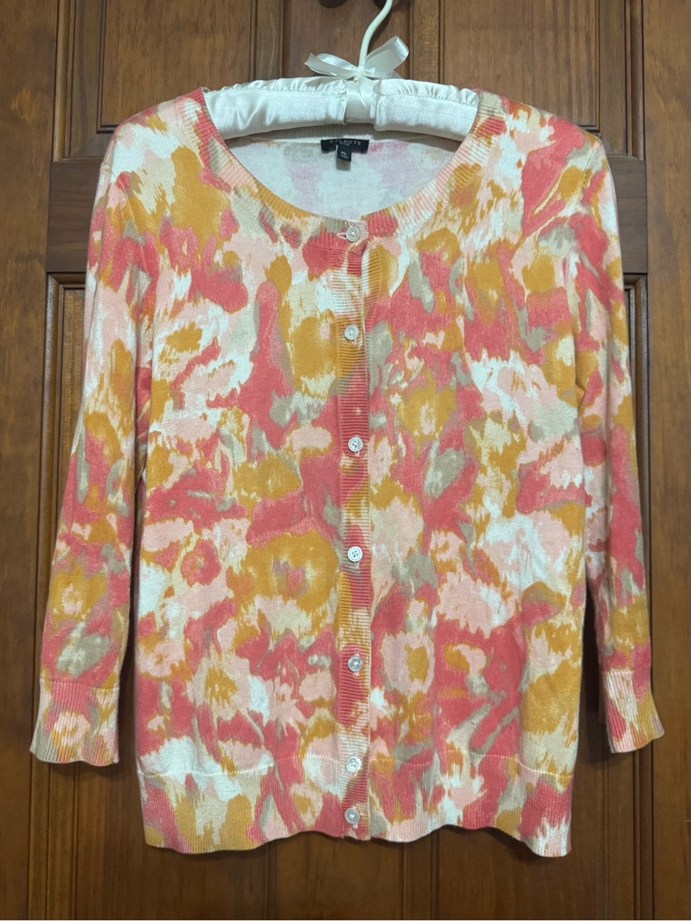 TALBOTS FLORAL CARDIGAN SIZE MEDIUM PETITE